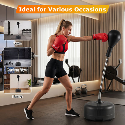 54.5"-62" Height Adjustable Punching Bag With Stand, Black
