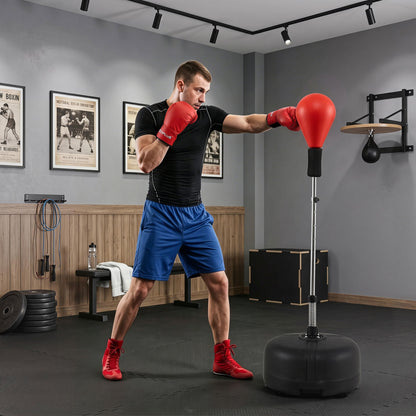 54.5"-62" Height Adjustable FPunching Bag with Stand for Teens and Adults, Red
