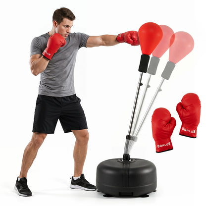 54.5"-62" Height Adjustable FPunching Bag with Stand for Teens and Adults, Red Sport Equipments at Gallery Canada