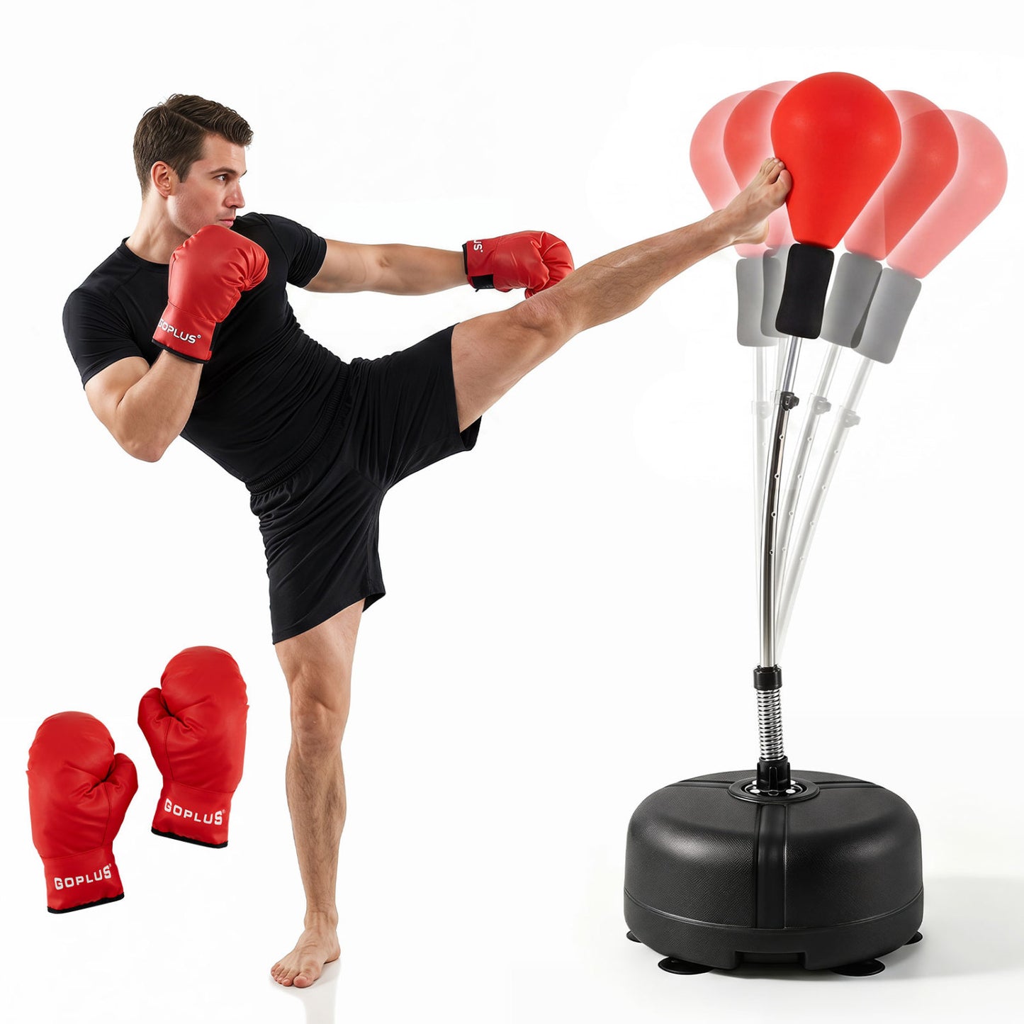54.5"-62" Height Adjustable FPunching Bag with Stand for Teens and Adults, Red