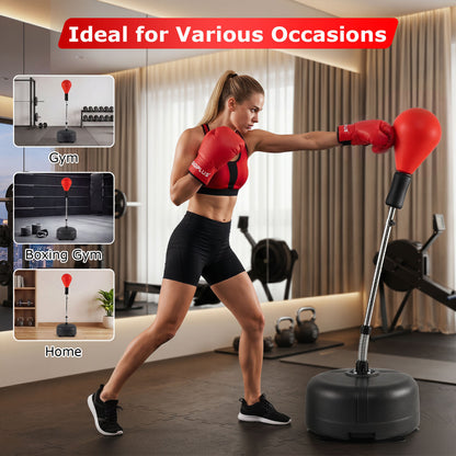 54.5"-62" Height Adjustable FPunching Bag with Stand for Teens and Adults, Red