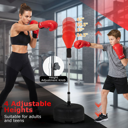 54.5"-62" Height Adjustable FPunching Bag with Stand for Teens and Adults, Red