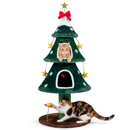 54 Inch Christmas Cat Tree, 2 Private Condos, Green Cat Trees Condos & Scratchers Green at Gallery Canada