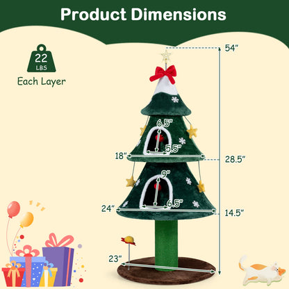 54 Inch Christmas Cat Tree, 2 Private Condos, Green Cat Trees Condos & Scratchers at Gallery Canada
