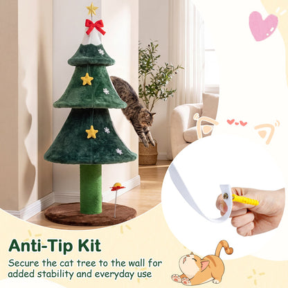 54 Inch Christmas Cat Tree, 2 Private Condos, Green Cat Trees Condos & Scratchers at Gallery Canada