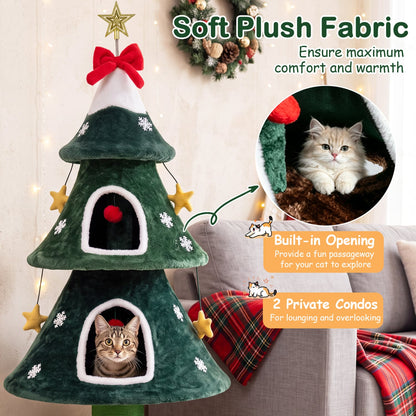 54 Inch Christmas Cat Tree, 2 Private Condos, Green Cat Trees Condos & Scratchers at Gallery Canada