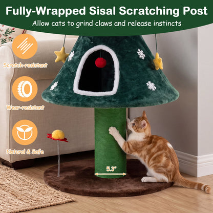 54 Inch Christmas Cat Tree, 2 Private Condos, Green Cat Trees Condos & Scratchers at Gallery Canada