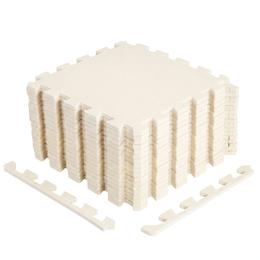 54 Pack EVA Foam Floor Tiles with Non-Slip & Borders for Home Gym, Beige Decorative Fencing & Flooring Beige at Gallery Canada