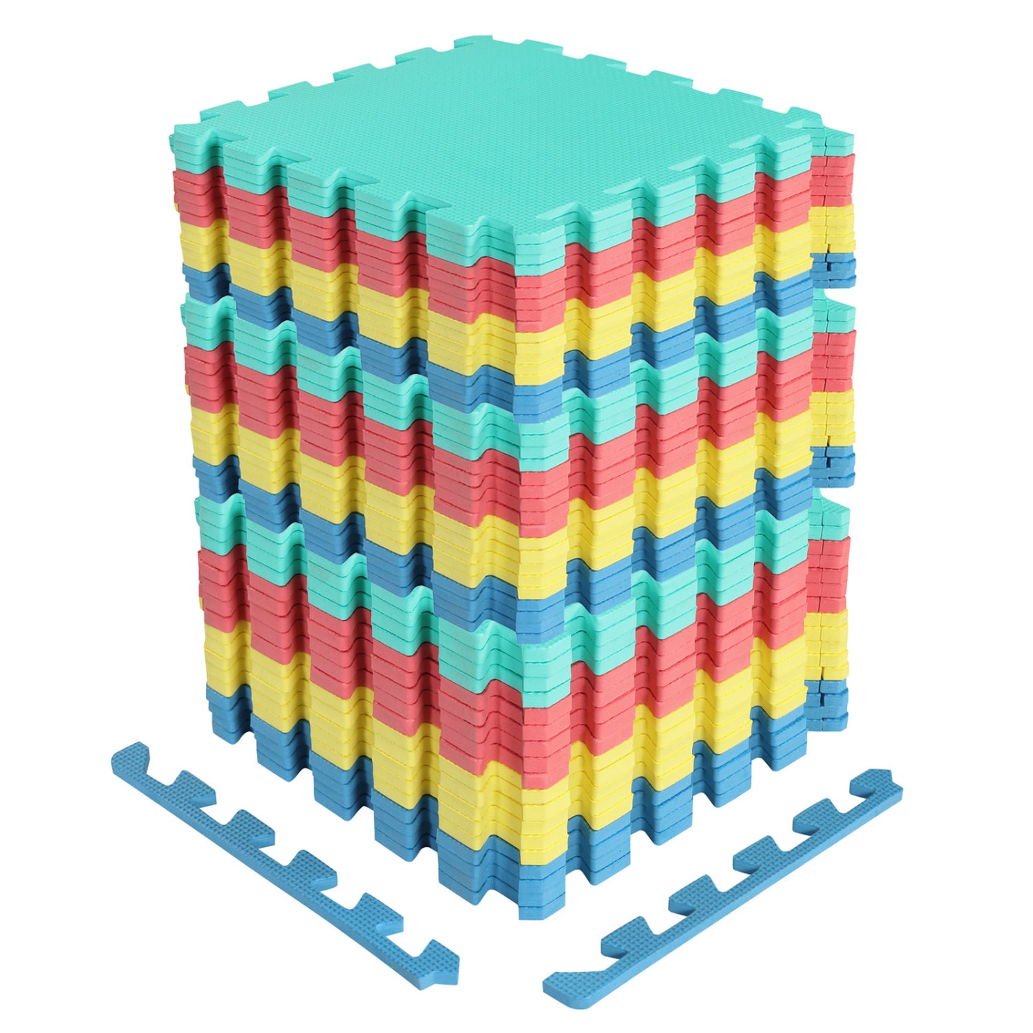 54 Pack EVA Foam Floor Tiles with Non-Slip & Borders for Home Gym, Multicolor Decorative Fencing & Flooring at Gallery Canada