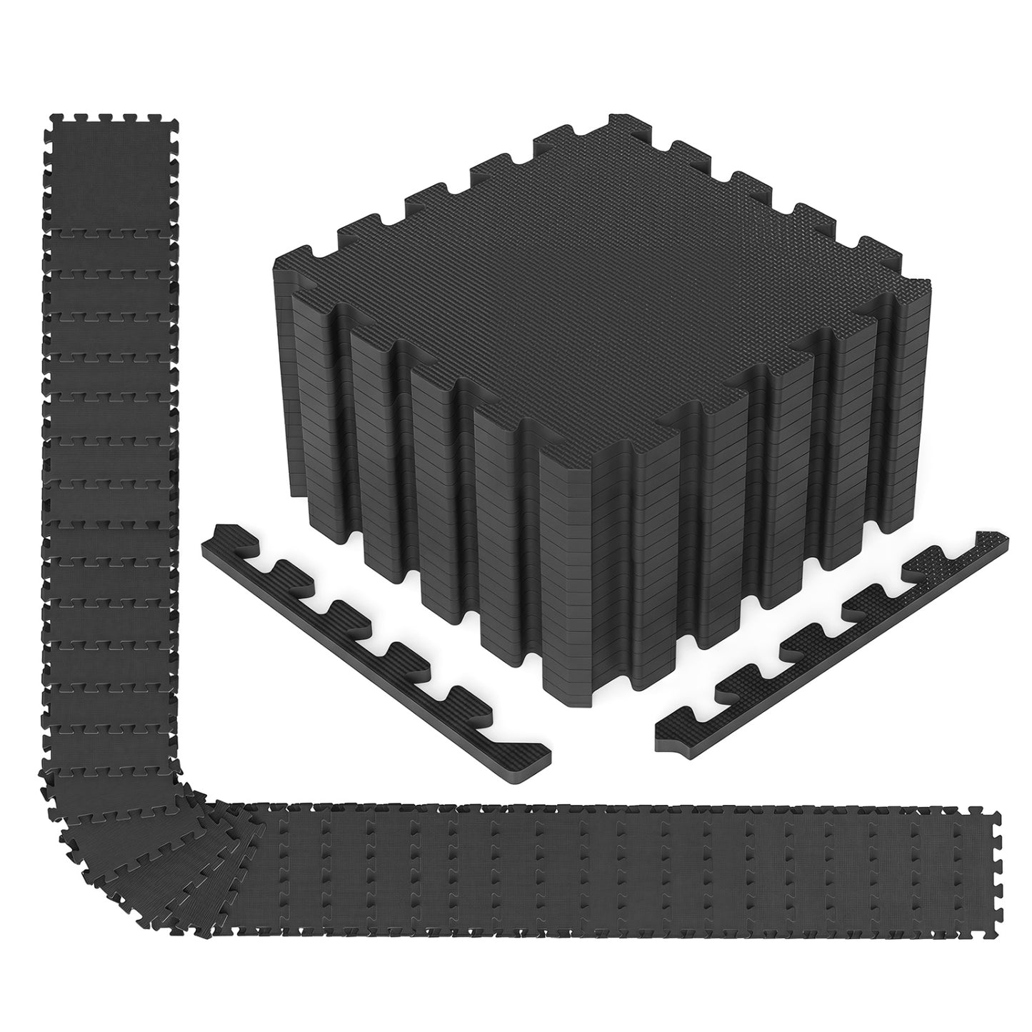54 Pack EVA Foam Floor Tiles with Non-Slip & Borders for Home Gym, Black Decorative Fencing & Flooring at Gallery Canada