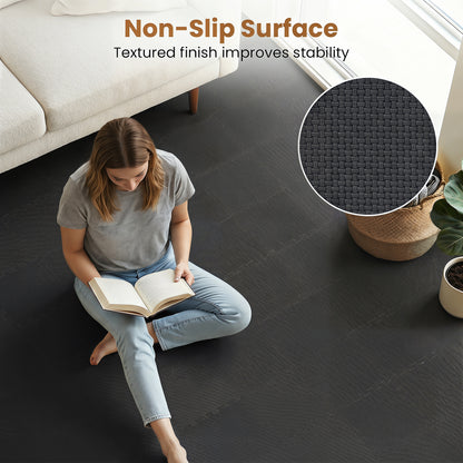 54 Pack EVA Foam Floor Tiles with Non-Slip & Borders for Home Gym, Black Decorative Fencing & Flooring at Gallery Canada