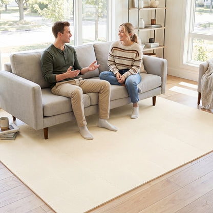 54 Pack EVA Foam Floor Tiles with Non-Slip & Borders for Home Gym, Beige Decorative Fencing & Flooring at Gallery Canada