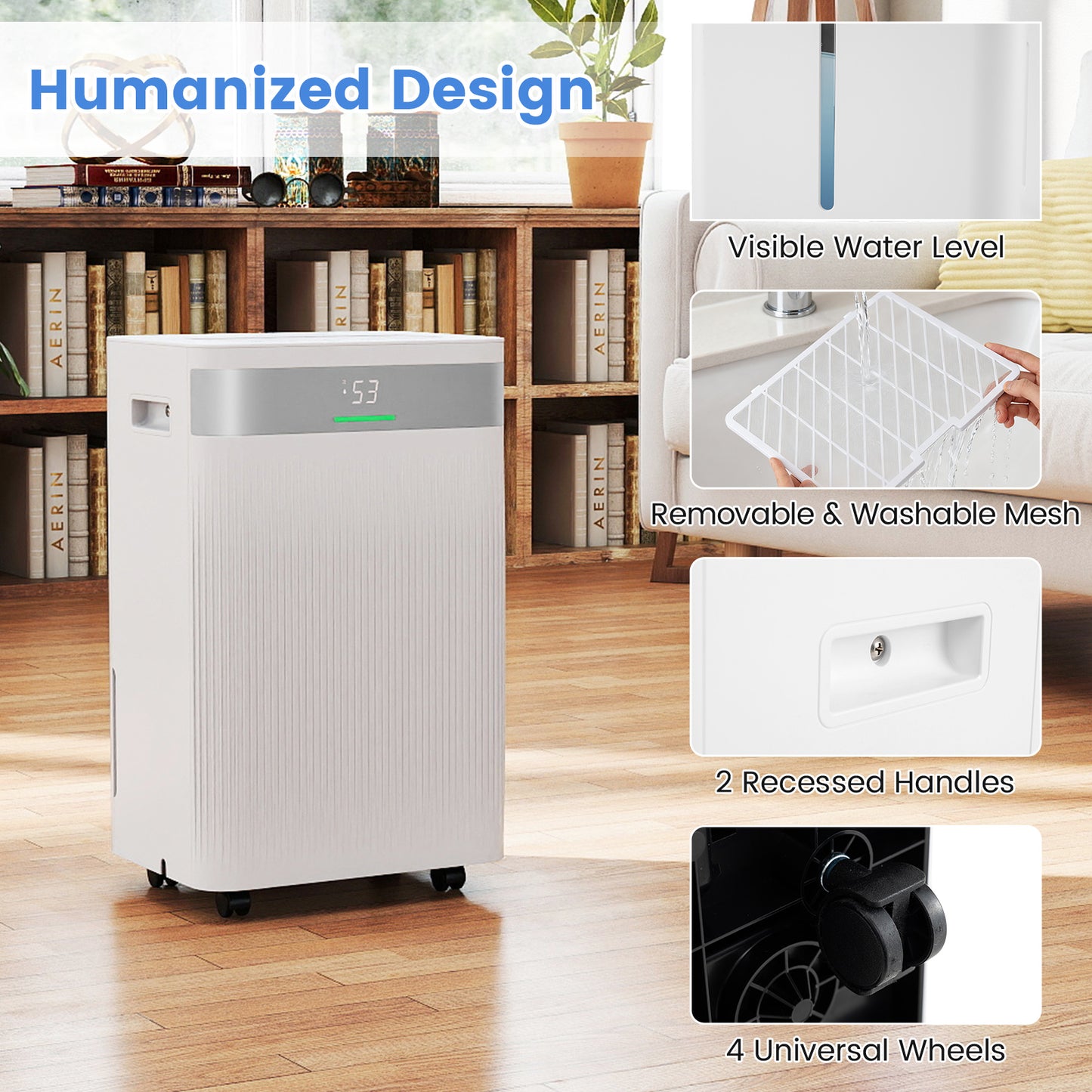 54 Pints Dehumidifier, 4500 Sq.Ft, White Dehumidifiers at Gallery Canada