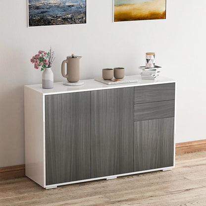 Modern Kitchen Sideboard, Coffee Bar with 2 Drawers, Light Grey Kitchen Pantry Cabinets at Gallery Canada