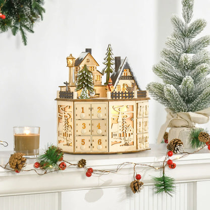 Wooden Christmas Advent Calendar, Lighted 24 Days, Battery Operated, Natural Christmas Advent Calendars at Gallery Canada