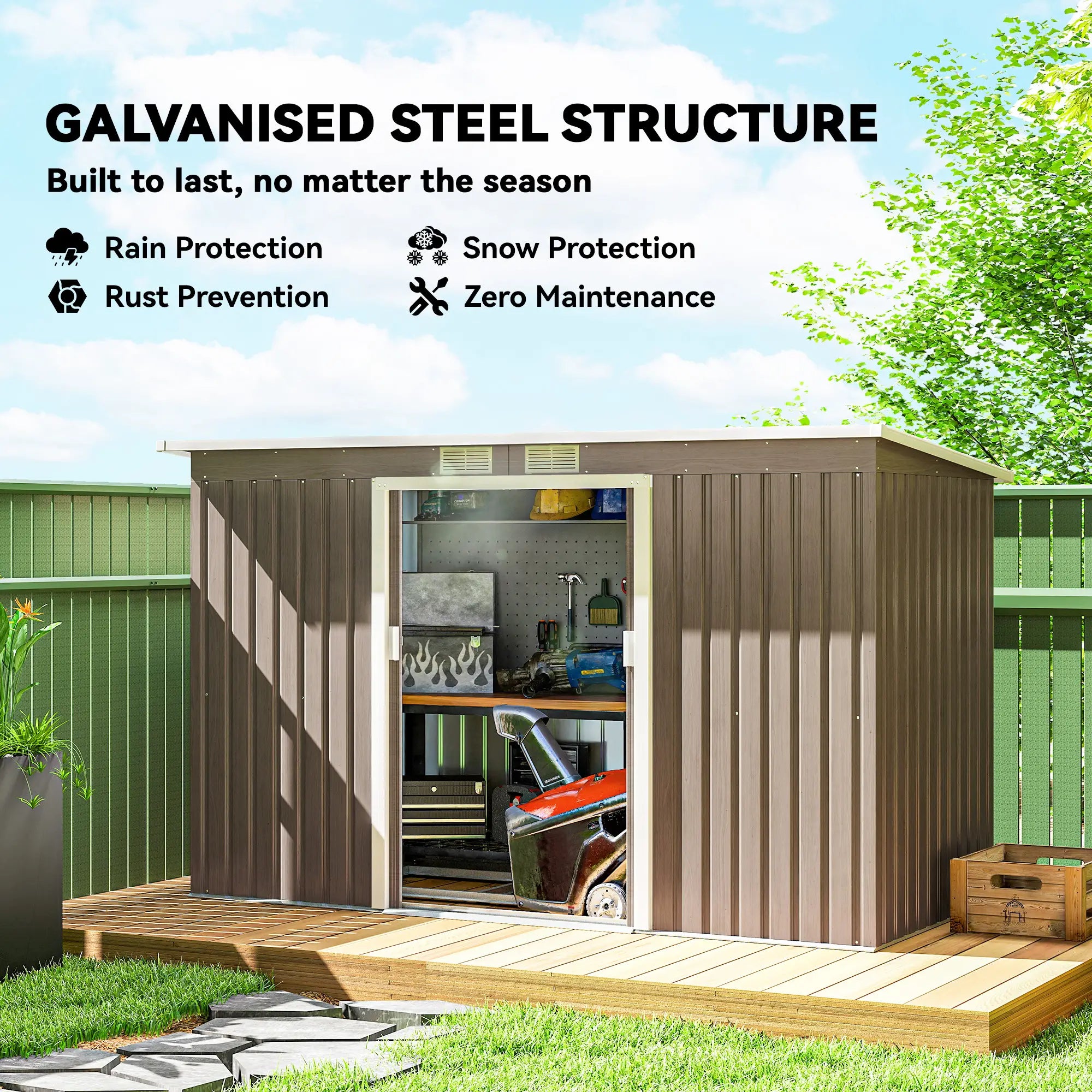 9' x 4' Metal Storage Shed, Foundation Kit, Ventilation, Light Grey Sheds at Gallery Canada
