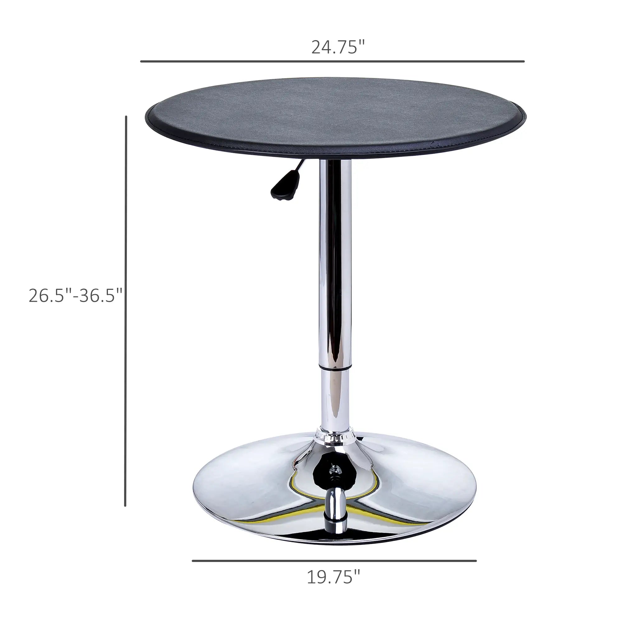 Round Bar Table, Adjustable Height, Faux Leather Top, Chrome Base, Black Bar Tables & Dining Tables at Gallery Canada