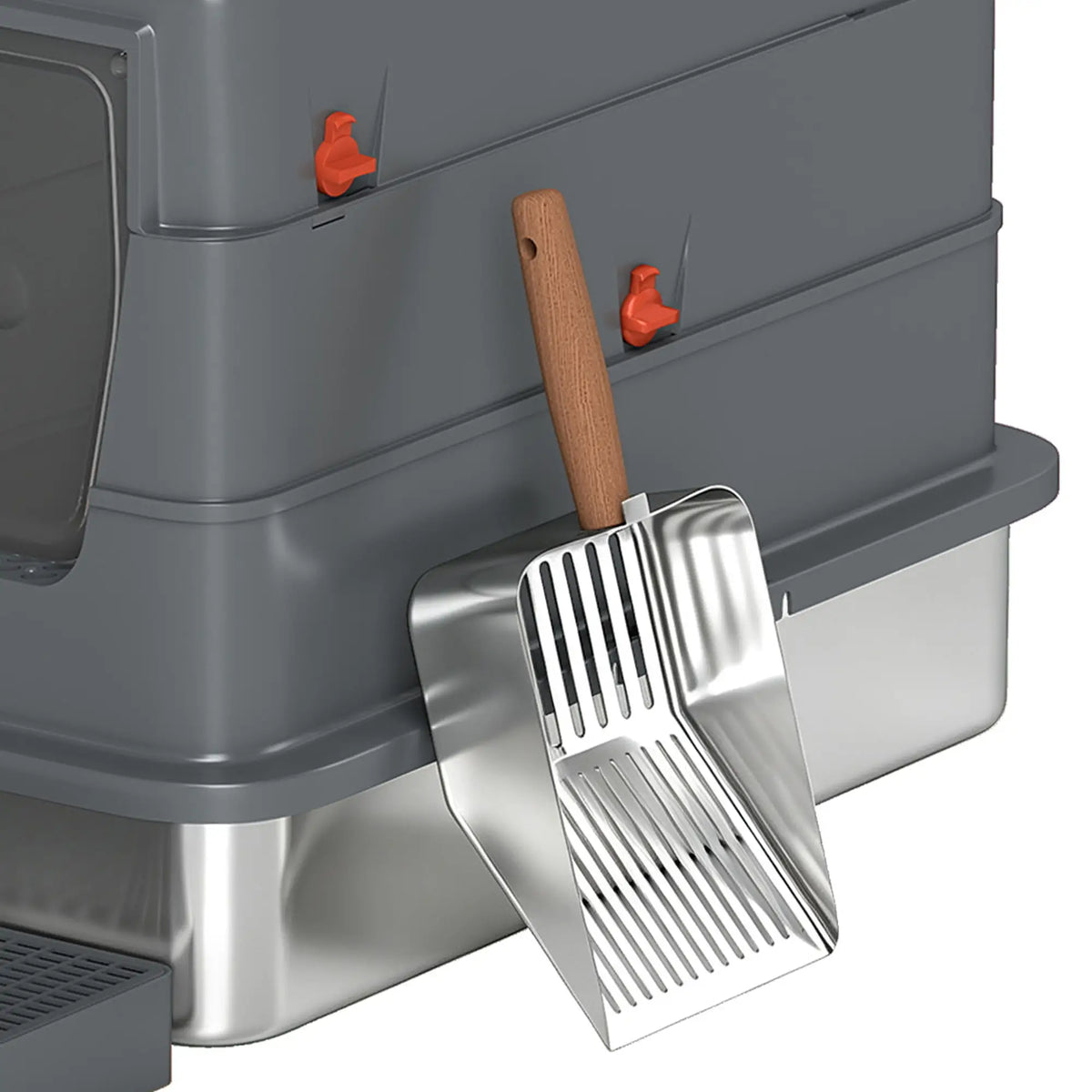 Enclosed Stainless Steel Cat Litter Box with Lid, Grey Cat Litter Box Enclosures at Gallery Canada