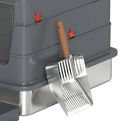 Enclosed Stainless Steel Cat Litter Box with Lid, Grey Cat Litter Box Enclosures at Gallery Canada