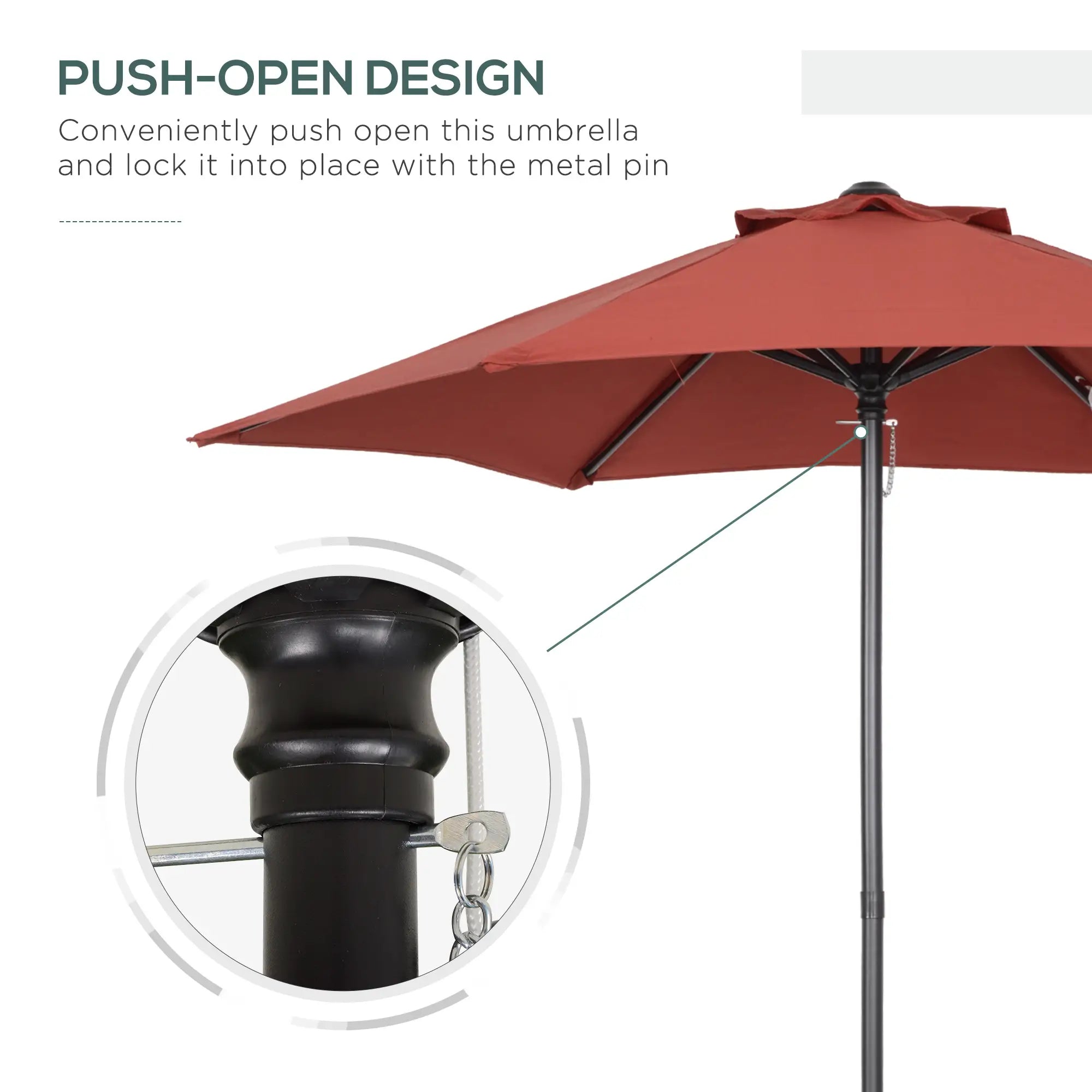 6.6FT Patio Umbrella, Outdoor Parasol, 6 Ribs, Wine Red Sun Umbrellas at Gallery Canada