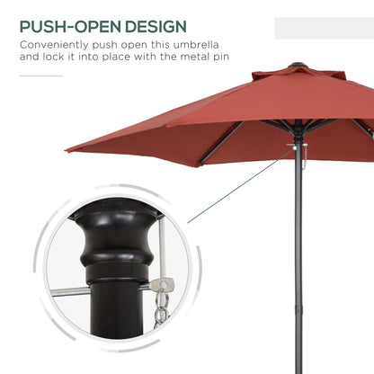 6.6FT Patio Umbrella, Outdoor Parasol, 6 Ribs, Wine Red Sun Umbrellas at Gallery Canada
