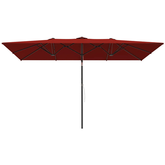 Double-Sided Patio Umbrella with Tilt, Adjustable Height, 12 Ribs, Wine Red Sun Umbrellas Wine Red at Gallery Canada