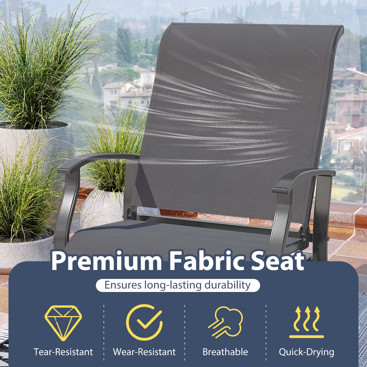 Outdoor Glider Chairs Set of 2 with Ergonomic Backrest and Seat, Gray Patio Rocking Chairs & Gliders at Gallery Canada