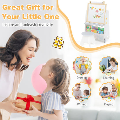 4-in-1 Toddler Activity Table Set with Magnetic Whiteboard and Chalk Board, Gray Art Easels at Gallery Canada