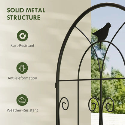 Metal Garden Trellis Set, Bird Design, 150 x 50 cm, Black Plant Stands at Gallery Canada