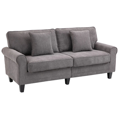 Modern 3 Seater Sofa, Corduroy Fabric, Pine Wood Legs, Light Grey 3-Seater Sofas Light Grey at Gallery Canada
