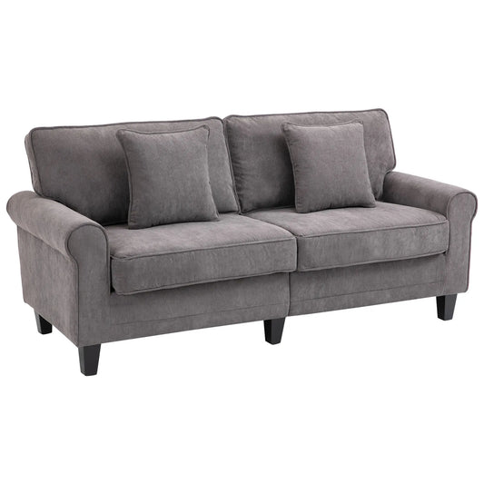 Modern 3 Seater Sofa, Corduroy Fabric, Pine Wood Legs, Light Grey 3-Seater Sofas Light Grey at Gallery Canada