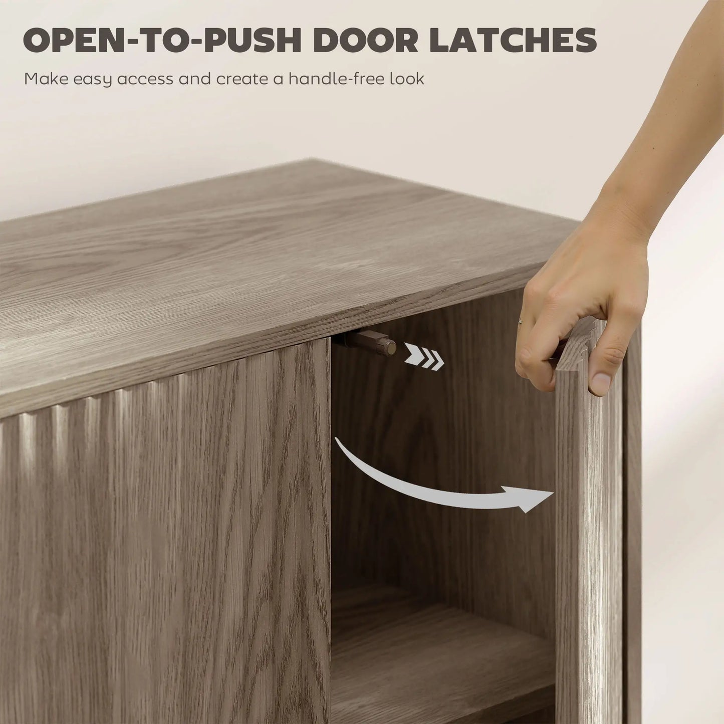 Fluted Sideboard with Adjustable Shelves, Light Grey Bar Cabinets at Gallery Canada