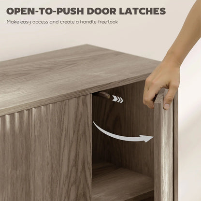 Fluted Sideboard with Adjustable Shelves, Light Grey Bar Cabinets at Gallery Canada