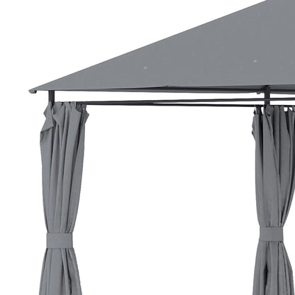 13'x10' Steel Patio Gazebo, Soft Top, 6 Removable Curtains, Grey Gazebos at Gallery Canada