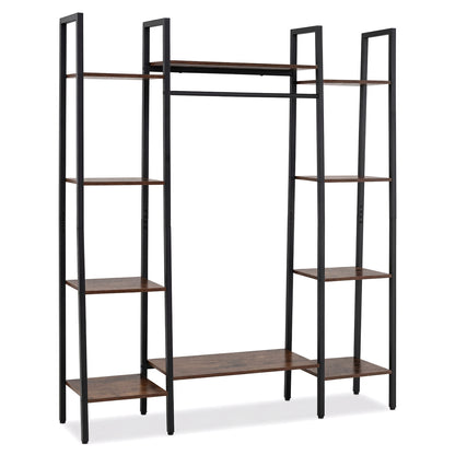 10-Tier Plant Stand With LED Lights, 55.5 Inch, Rustic Brown
