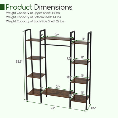 10-Tier Plant Stand With LED Lights, 55.5 Inch, Rustic Brown