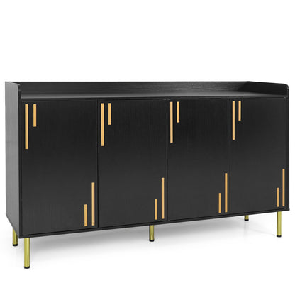 55" Buffet Cabinet with 4 Doors and 5 Metal Legs Modern Credenza, Black Sideboards Cabinets & Buffets at Gallery Canada