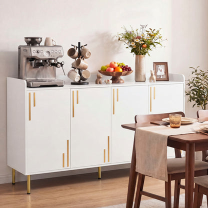 55" Buffet Cabinet, 4 Doors, Credenza, White