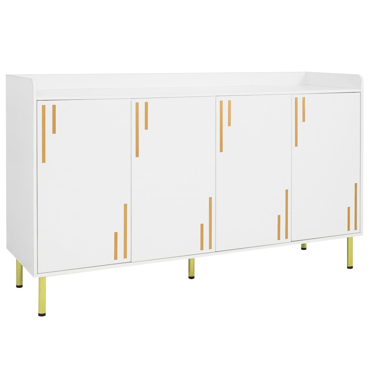 55" Buffet Cabinet, 4 Doors, Credenza, White