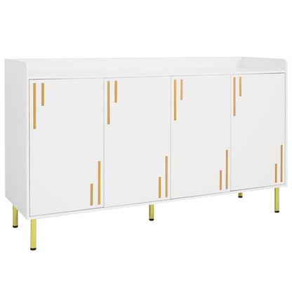 55" Buffet Cabinet, 4 Doors, Credenza, White