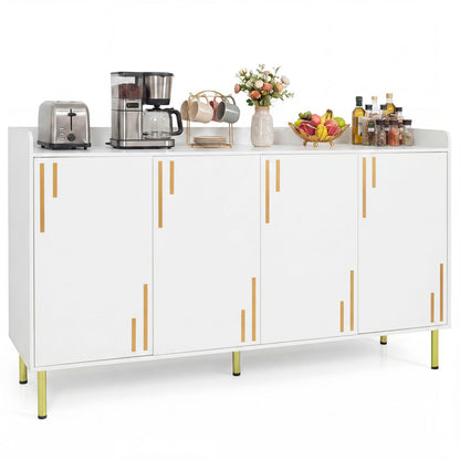 55" Buffet Cabinet, 4 Doors, Credenza, White