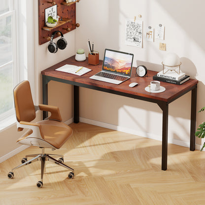 55 Inch Conference Table, Heavy-Duty Metal Frame, Brown Writing Desks at Gallery Canada