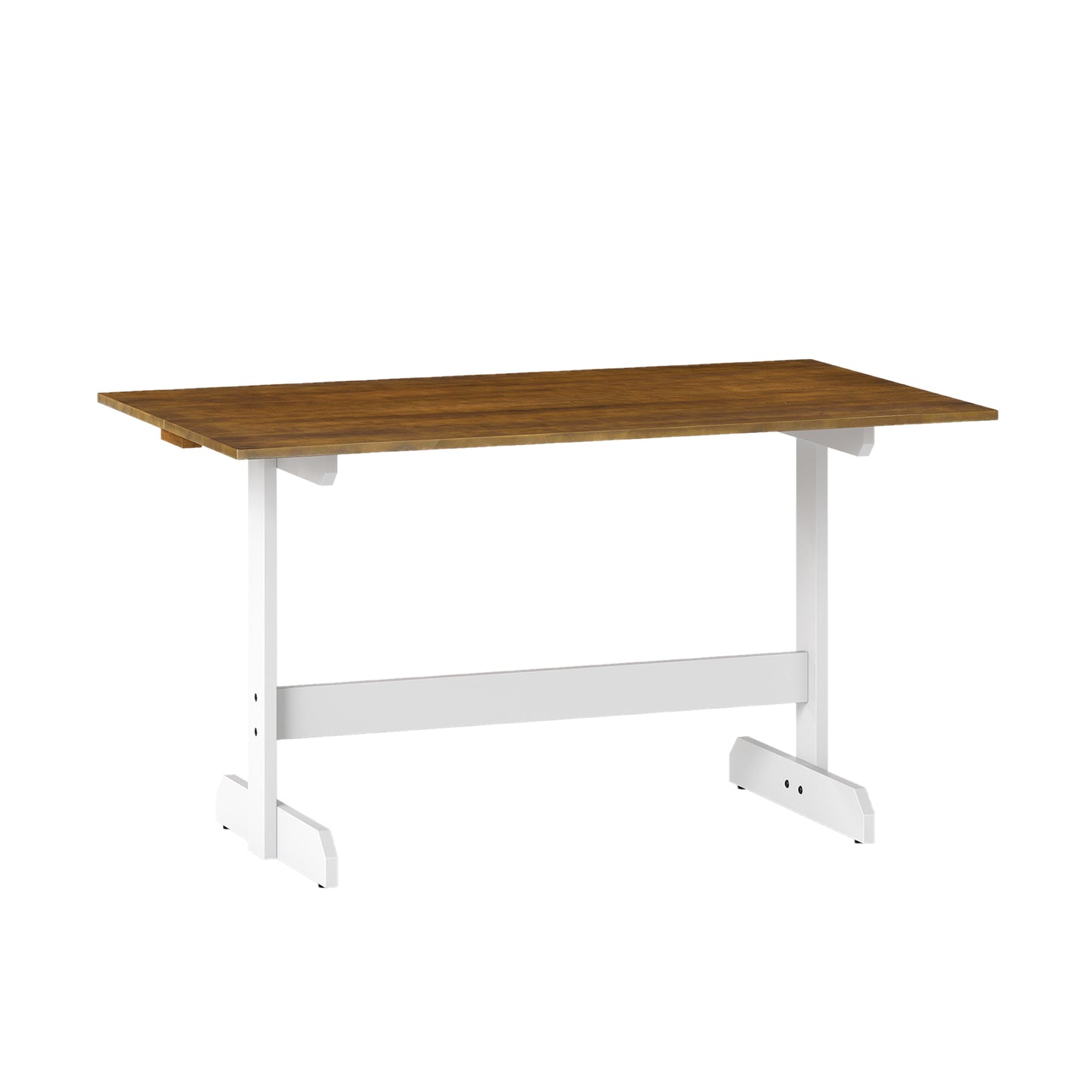 55 Inch Dining Table for 4-6 People Rectangular Kitchen Table with Solid Wood Trestle Base, Walnut