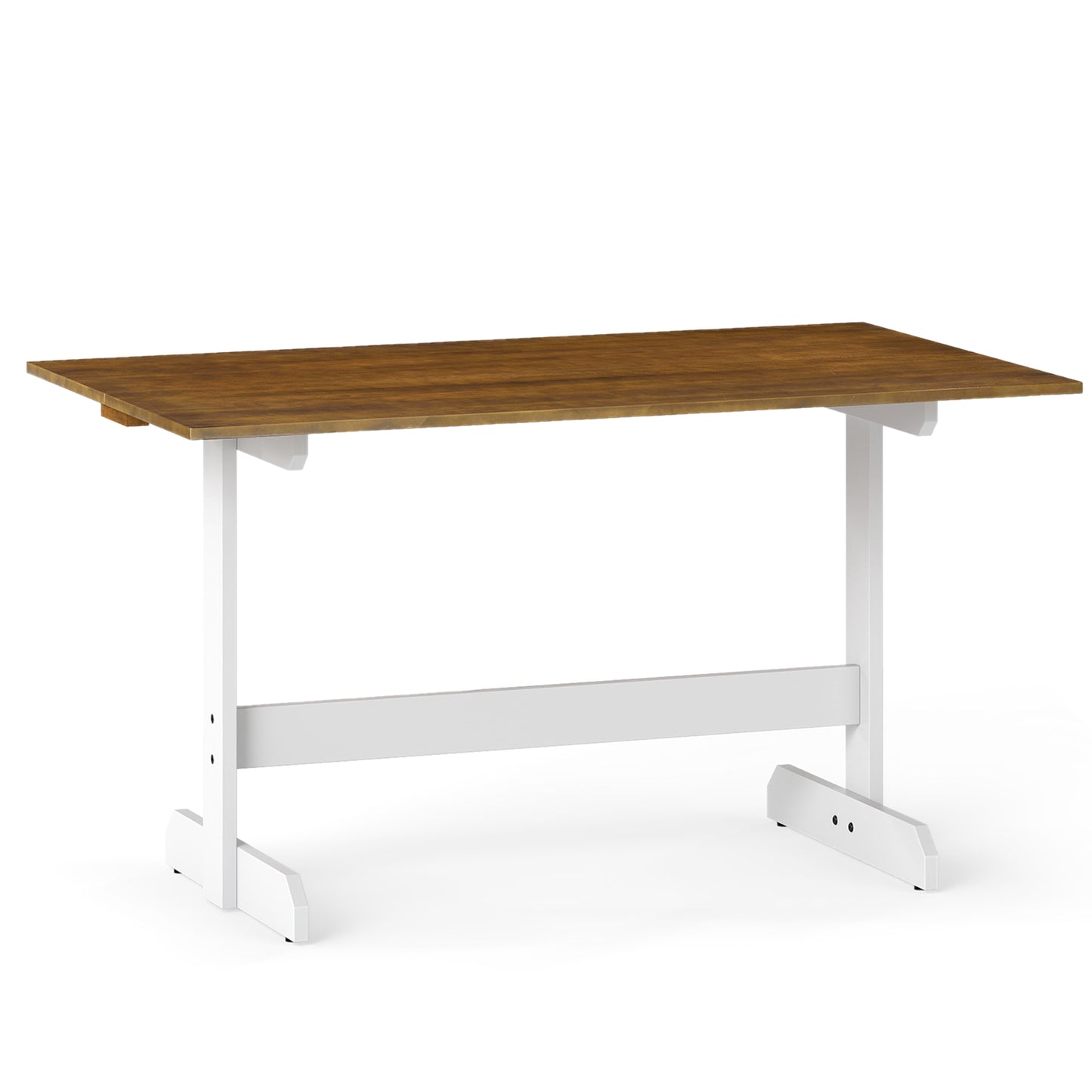 55 Inch Dining Table for 4-6 People Rectangular Kitchen Table with Solid Wood Trestle Base, Walnut Dining Tables at Gallery Canada