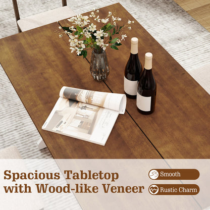 55 Inch Dining Table for 4-6 People Rectangular Kitchen Table with Solid Wood Trestle Base, Walnut Dining Tables at Gallery Canada