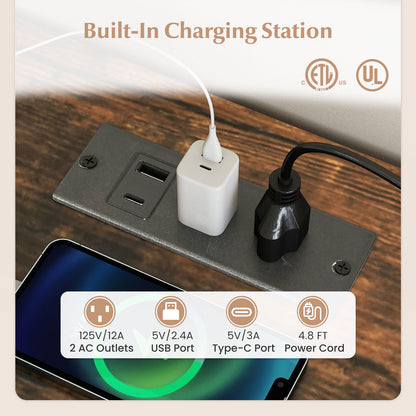 55 Inch Reversible L Shaped Desk with 3 Drawers Home Office Desk with Adjustable Shelf, Rustic Brown L-Shaped Desks at Gallery Canada