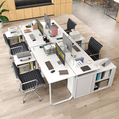55 Inch Reversible L Shaped Desk with 3 Drawers Home Office Desk with Adjustable Shelf, White L-Shaped Desks at Gallery Canada