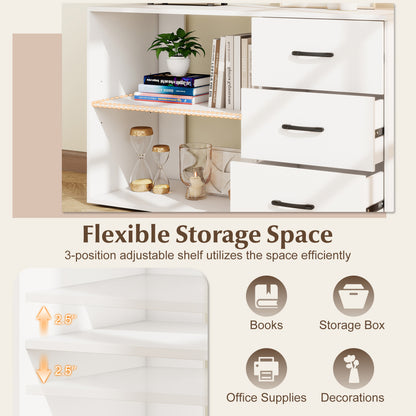 55 Inch Reversible L Shaped Desk with 3 Drawers Home Office Desk with Adjustable Shelf, White L-Shaped Desks at Gallery Canada
