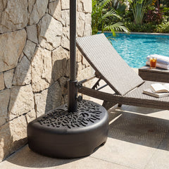 55 LBS Half Round Patio Umbrella Base for Deck Lawn Poolside, Black Outdoor Umbrella Bases Black at Gallery Canada