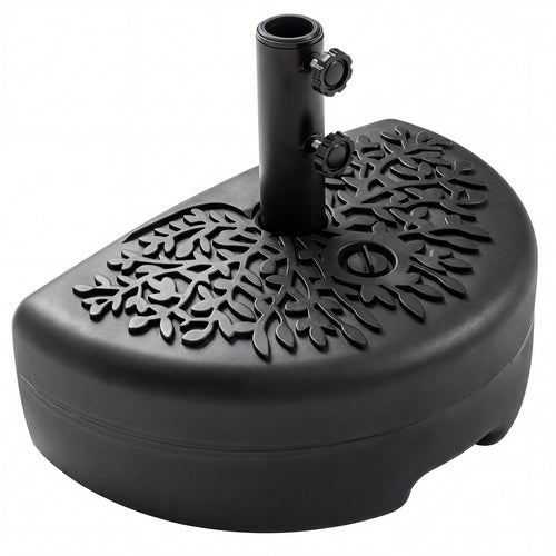 55 LBS Half Round Patio Umbrella Base  for Deck Lawn Poolside, Black